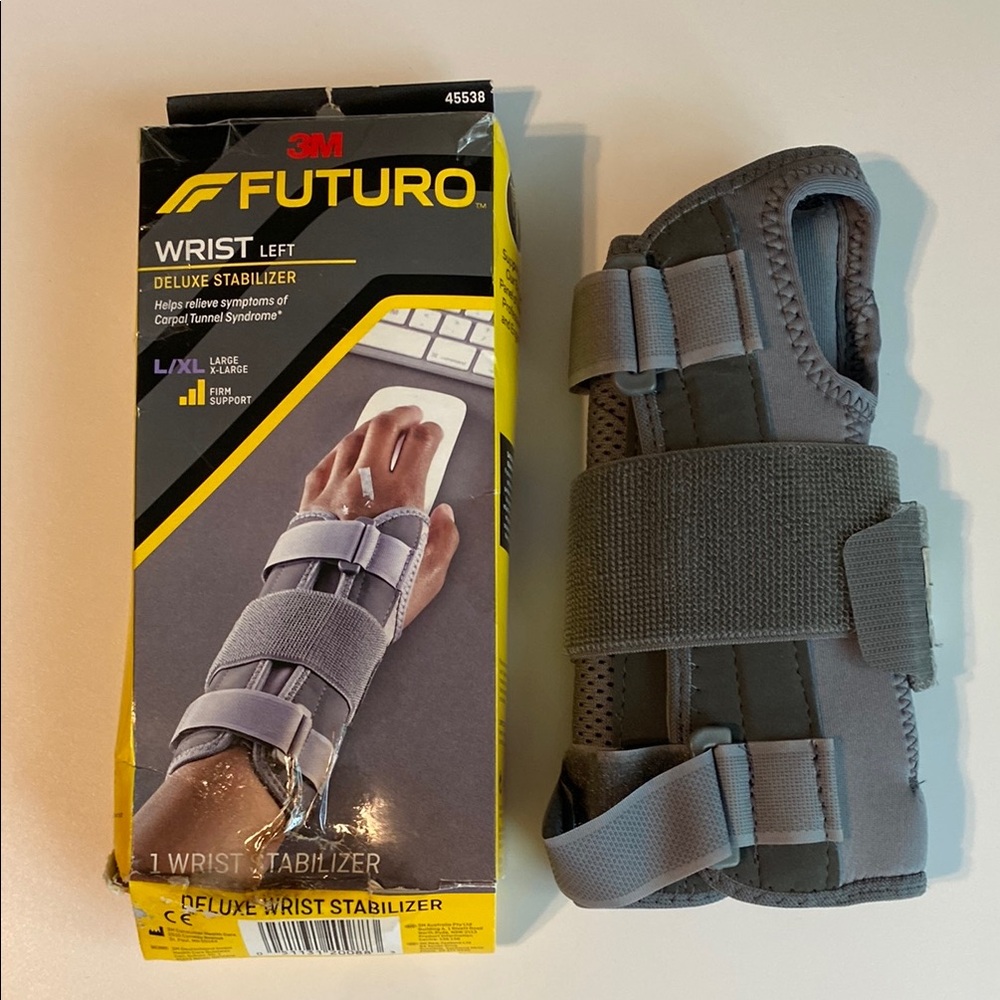 Futuro Deluxe Left Wrist Stabilizer gray Large XL for Carpal tunnel new in box
